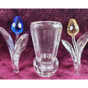 Swarovski Crystal Blue & Yellow Tulips with Tuscany Collection Toothpick Holder